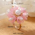 thumbnail image 5 of Cute Shell Pearl Flower Statement Ring for Women Gold Plated Dainty Petal Leaf Floral Wedding Promise Expandable Adjustable Open Wrap Finger Rings Comfort Fit Holiday Jewelry, 5 of 12