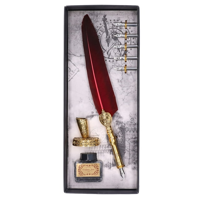 Pluma pluma escritura cómoda y fluida elegancia Vintage mano de obra exquisita pluma para regalos caligrafía carmesí