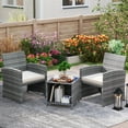 thumbnail image 4 of Gymax 3 Pieces Patio Furniture Set PE Rattan Chairs Set w/ Storage Coffee Table White, 4 of 10