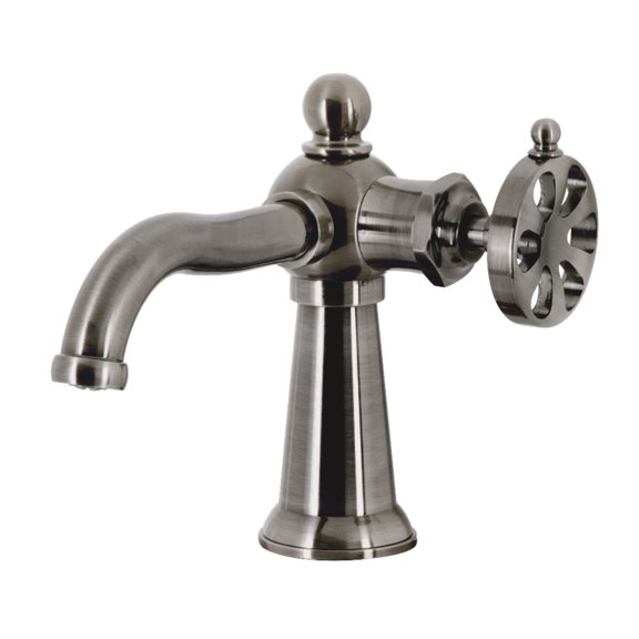 Kingston Brass KS354RXVN Belknap One-Handle Single-Hole Bathroom Faucet with Push Pop-Up Drain, Black Stainless
