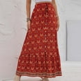 thumbnail image 4 of JINMGG Womens Plus Size Clearance $5 Fashion Women Printing Leisure Elastic Waist Split Boho Skirt Red S, 4 of 5
