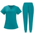 thumbnail image 2 of Clearance Women Scrubs Set with Pocket Medical Scrubs Set V-Neck Top and Jogger Pants, Comfortable and Durable, Perfect for Healthcare Professionals, 2 of 7