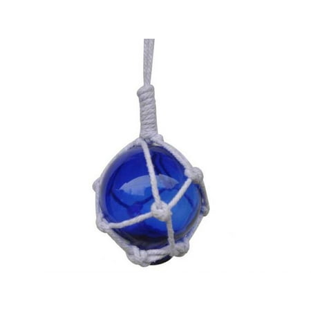 Solid Glass Balls Decorative Blue Japanese Glass Ball With White Netting Christmas Ornament 2