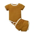 thumbnail image 2 of Yutk Newborn infant Boys Girls Short Sleeve Romper Bodysuit with Shorts Outfits Yellow, 2 of 8
