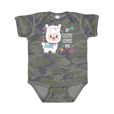 

Inktastic My Sister Loves Me- Cute and Happy Llama Gift Baby Boy or Baby Girl Bodysuit