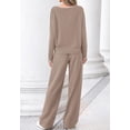 thumbnail image 3 of FreshPretty 2 Piece Matching Lounge Sets for Women Fall Outfits,Airport Travel Outfit,Postpartum Going Home,Cute Comfy Loungewear,Boat Neck Long Sleeve Top,Wide Leg Pants,Winter Clothes, 3 of 7
