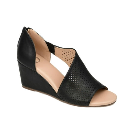 

Journee Collection Womens Aretha Faux Leather peep toe Wedge Heels