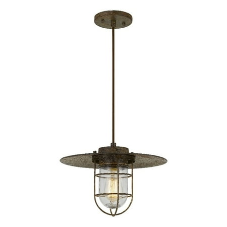 

Cal Lighting Owenton 1-Light Metal Pendant Fixture with Glass Shield in Brown