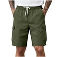 thumbnail image 2 of TKKCS Mens Relaxed Fit Cargo Shorts- Elastic Wasit Drawstring Casual Breathable Outdoor Lightweight Hiking Shorts With Multi Pockets Army Green Size XL, 2 of 7