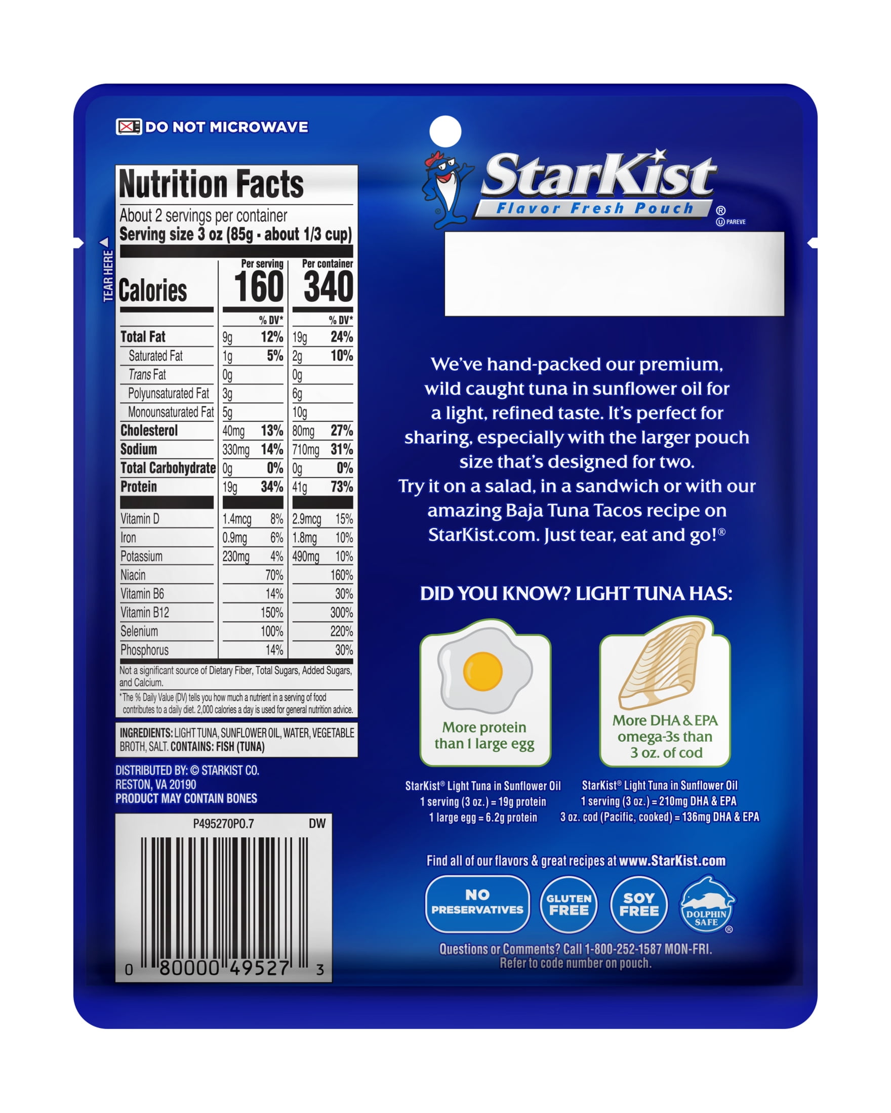 (6 pack) StarKist® Chunk Light Tuna in Sunflower Oil - 6.4 oz Pouch