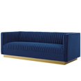thumbnail image 3 of Tufted Armchair and Sofa Set, Velvet, Blue Navy, Modern Contemporary Urban Design, Living Lounge Room Hotel Lobby Hospitality, 3 of 6