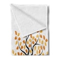 thumbnail image 2 of Farmland Soft Flannel Fleece Throw Blanket, Border with Shady Deciduous Autumn Trees Growth Leaf Seasonal Background Art, Cozy Plush for Indoor and Outdoor Use, 60" x 80", Orange Black, by Ambesonne, 2 of 5