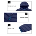 thumbnail image 6 of Men's Packable Hooded Puffer Jacket, Water Resistant Windproof with 5 Zip Pockets for Hiking Travel Blue L, 6 of 8