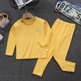 thumbnail image 4 of Sonducket Ropa interior térmica para niños, cuello elástico, invierno, hogar, exterior, ropa interior para dormir, Tops, ropa inferior, Pijama Amarillo 140cm, 4 of 6