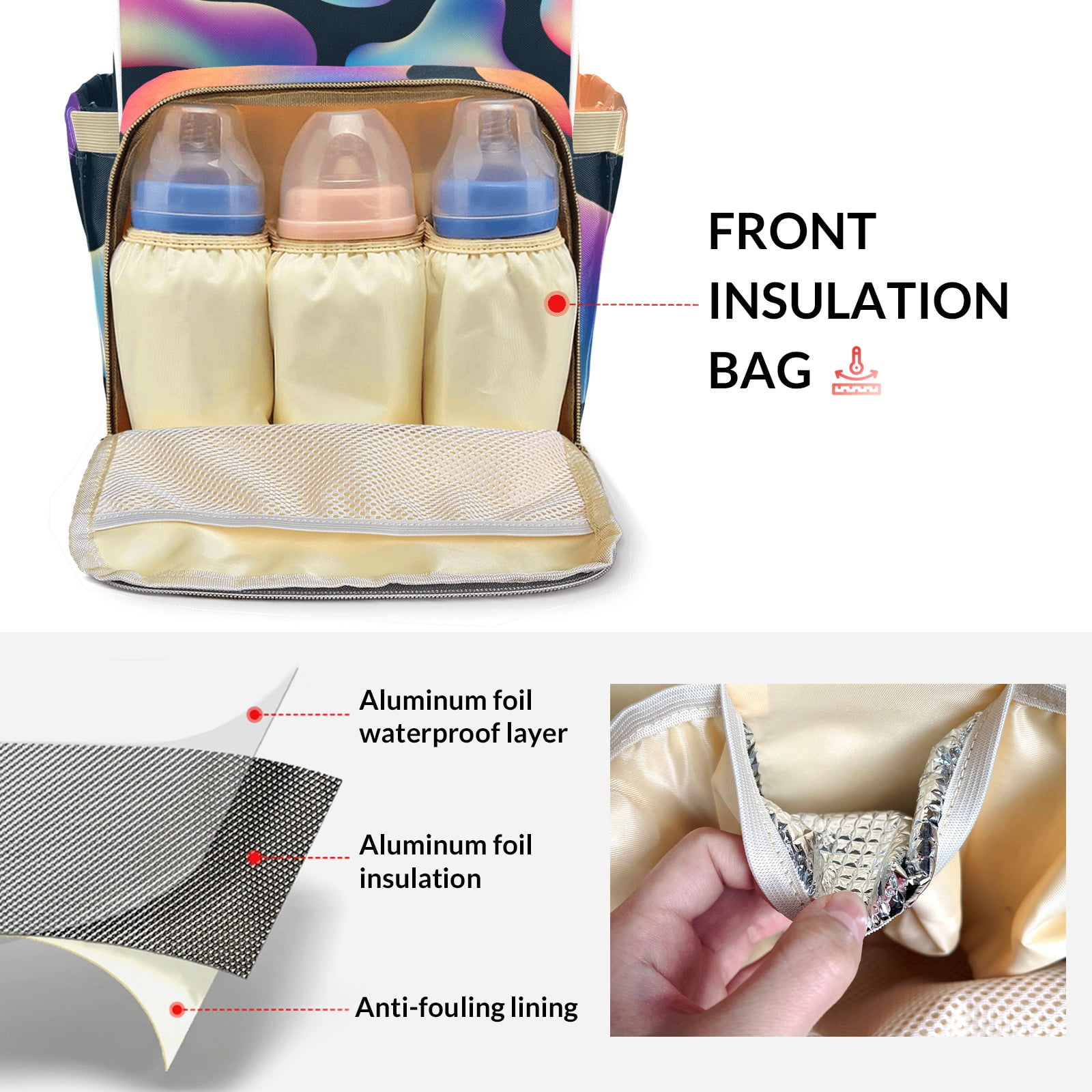 Abstract 3d Fluid Bubbles Diaper Backpack – Large Capacity, Insulated Baby Bottle Pocket, Multifunctional Mommy Bag for Boys & Girls