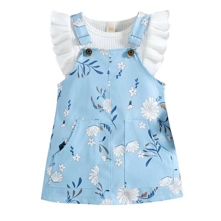 

Sunisery Newborn Baby Girls Summer Clothes Ruffle Trim Sleeveless Tops Floral Print Suspender Skirt Outfits White 3-4 Years