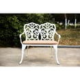 thumbnail image 5 of Patio Bench In Cast Aluminum, With Floral Rose Accent And White Cushioned Seat For , Yard Outdoor Furniture Adorned Cushion, 5 of 6