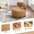 thumbnail image 3 of NEW Fabric Armless Accent Chair With Curved Backrest And Solid Wooden Legs Upholstered Chair Slipper Side Chair For Primary Living Space Bedroom Vanity Room Or Reading Room ,Khaki, 3 of 7