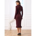thumbnail image 5 of DARING DIVA Women's Long Sleeve Sweater Ruffled Trim Dress XL Burgundy, 5 of 7