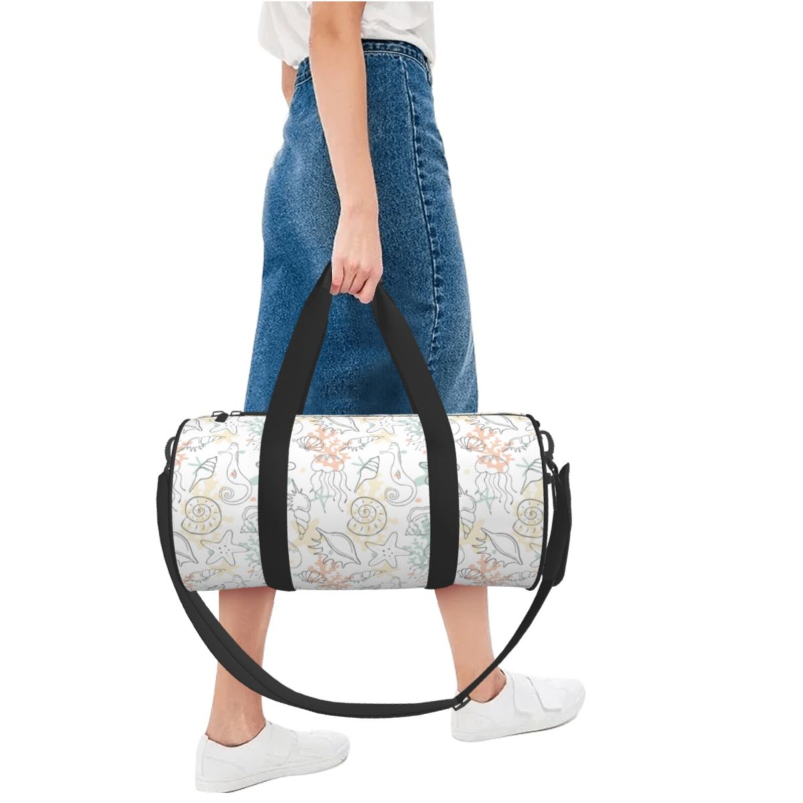 Vsdgher Sea Animals 45L Foldable Duffel Bag, Sports Gym Bag,Overnight Bag, Portable Weekender Bag for Airplanes