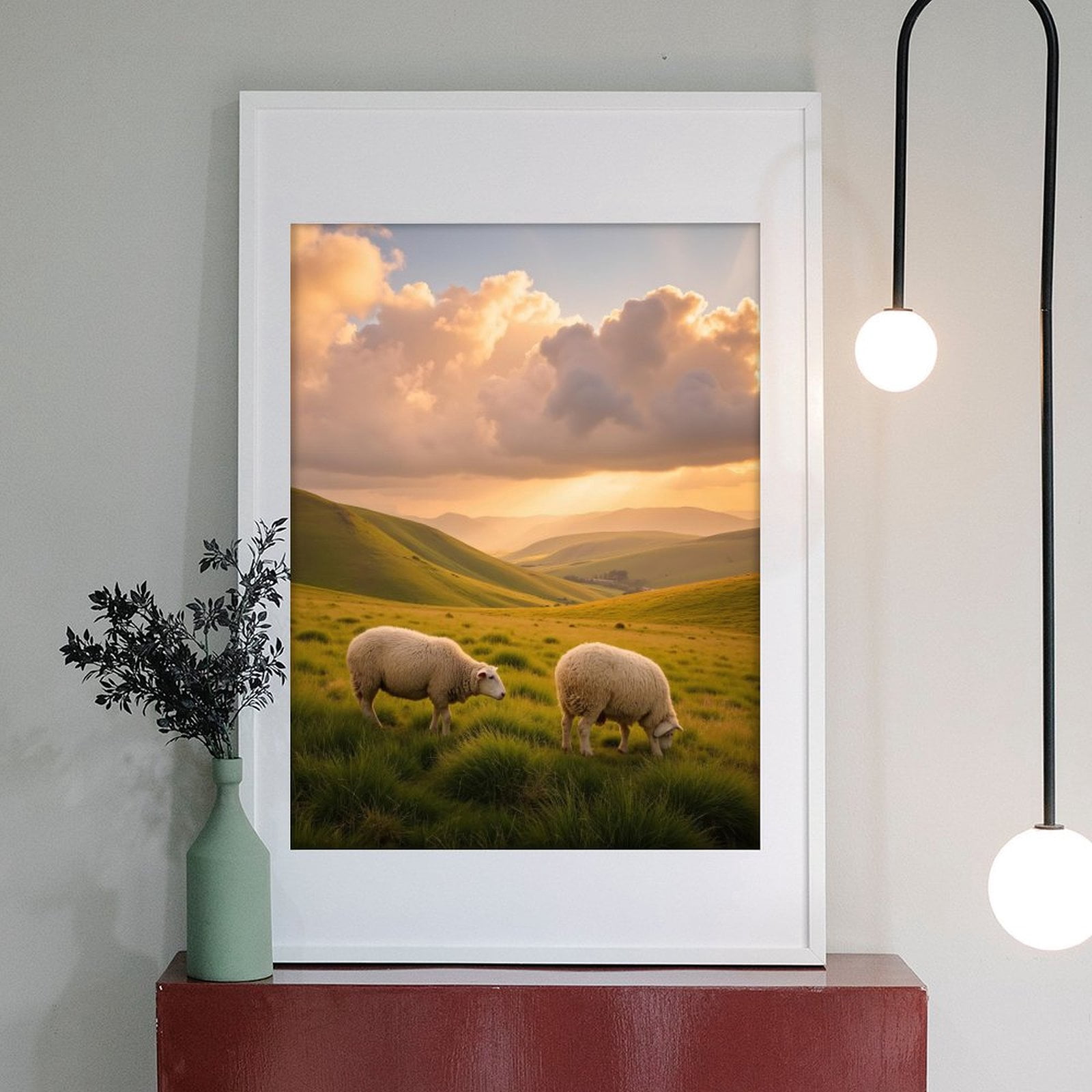 Diamond Art Kit for Adults, Sheep Grazing Rolling Hills Sunset Diamond Painting for Adults Beginners, DIY Diamond Art Painting Kits, 5D Diamond Painting Crafts for Home Decor 12x16 Frameless