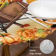 thumbnail image 3 of Fall Pumpkins Round Tablecloth, Fitted Table Cover with Elastic for 55"-60" Round Tables, Thanksgiving Gnomes Autumn Maple Country Rustic Table Cloth Outdoor Dinning Party Waterproof Tablecloths, 3 of 7