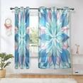 thumbnail image 6 of Sheer Curtains 2 Panels Set Grommet Drapes Window Treatments Light Filtering for Bedroom Living Room W52 x L63 Blue Pink Floral Stained Glass, 6 of 7
