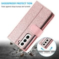 thumbnail image 6 of Wallet Case for Samsung Galaxy S22 Plus (S22+),Dteck Retro 9 Card Holder Slots Zipper Pocket Handbag Case PU Leather Magnetic Closure Kickstand with Wrist Strap TPU Shockproof Flip Case,Rosegold, 6 of 8