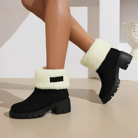

Women Winter Boots Suede Snow Booties Warm Mid Calf Booties Classic Winter