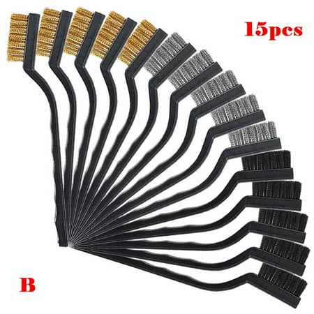 

15pcs 7Inch Mini Wire Brush Set Curved Handle Stainless Steel Wire Brush for Cleaning Welding Slag and Rust