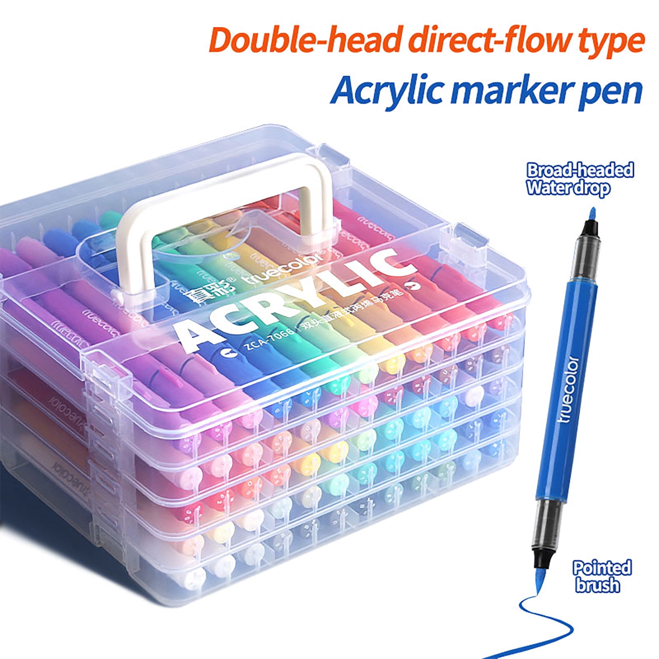 Truecolor Dual Tip Acrylic Paint Markers with Carry Case ZCA-7066