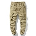 thumbnail image 5 of NIEWTR Men's Fleece Cargo Cargo Pants Open Bottom Drawstring Baggy Joggers Loose Fit Athletic Workout Gym Pants (Khaki,36), 5 of 5