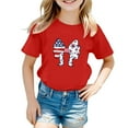 thumbnail image 1 of GDREDA Baby Girl Summer Top Girl's 4th Of July Patriotic Short Sleeve T Shirt Cute Independence Day Flag Print Tee Comfortable Casual Summer Top For Toddler Kids Red,7-8 Years, 1 of 4