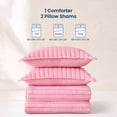 thumbnail image 6 of Sleep Zone Seersucker Striped Comforter Set Queen，3 Pieces Soft Durable Bedding set, Pink, 6 of 12
