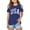 Blue, variant on Girls Shirts Graphic Letter Print Short Sleeve Shirts Shoulder Cut-Out Summer Oversized Tops Clothes for Girls 9-10 Years