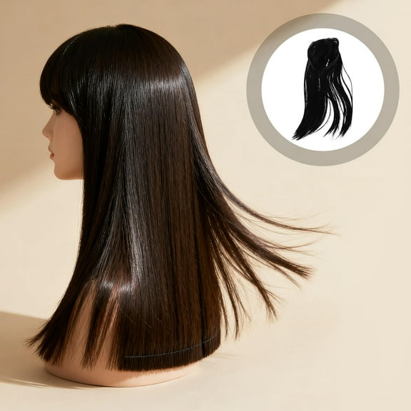 OUNONA Easy to Wear Black Straight Headband Wig, Undetectable Coverage, Daily Use