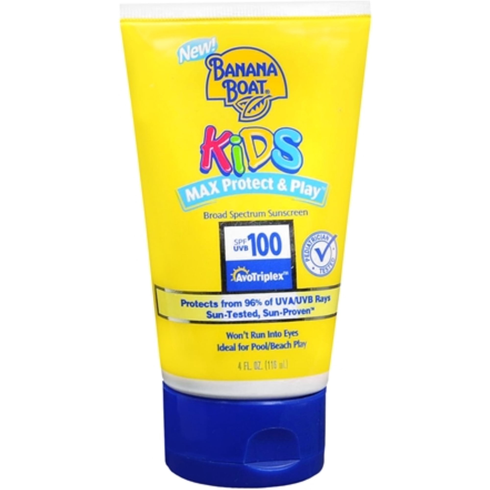 Banana Boat Kids Max Protect & Play Broad Spectrum Sunscreen SPF 100 4 oz (Pack of 3)