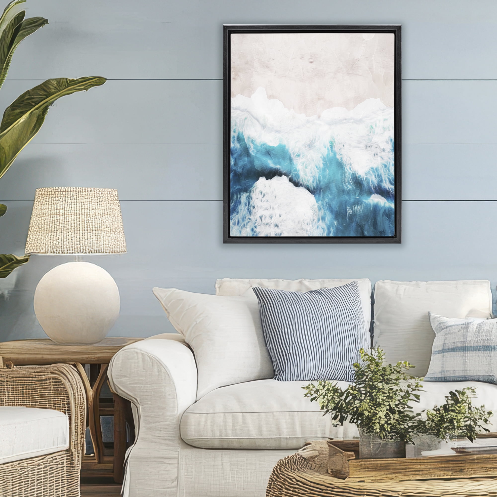 Stupell Industries On The Beach Aerial Black Framed Floater Canvas Wall Art, design by Milli Villa