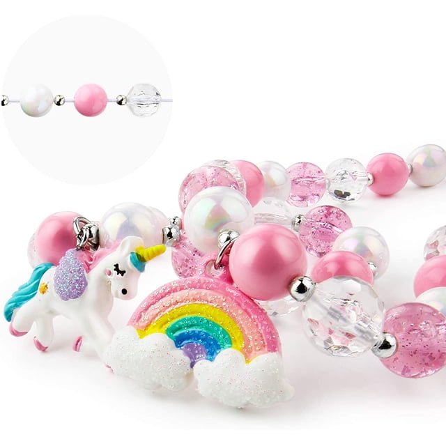 Conjunto de collar y pulsera HUOGUO Girls Glitter Unicorn