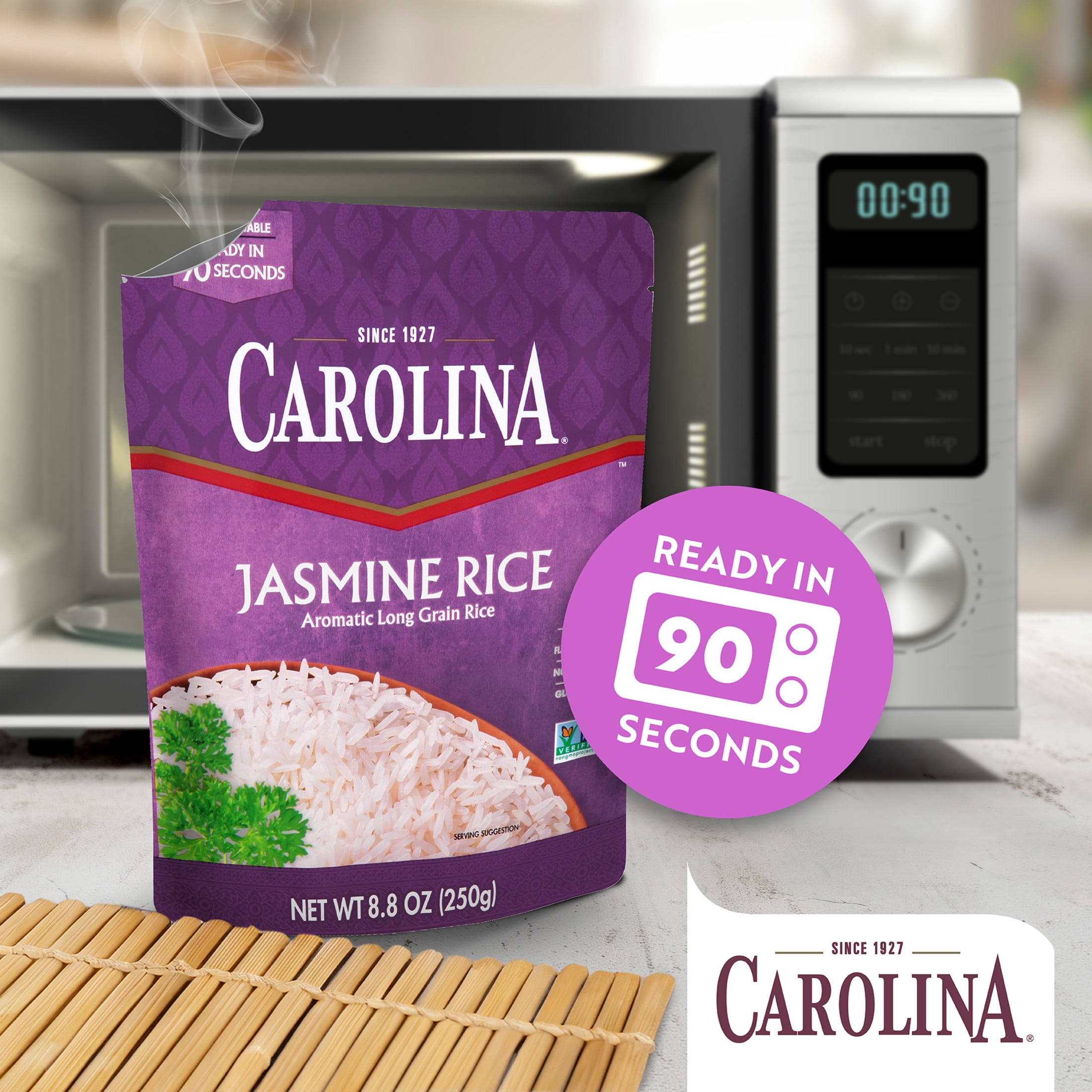 (3 pack) Carolina Ready-to-Eat White Jasmine Rice, Microwaveable Rice, Gluten Free, 8.8 oz Pouch