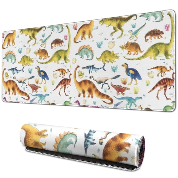 Long Mouse Pads for Desk,Colorful Dinosaurs Realistic Pattern Desk Mats on Top Of Desks, Desk Mouse Pad Extra Large with 3mm Non-Slip Base and Stitched Edge for Gaming,Office,Work,Home 31.5"x11.8"