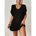 thumbnail image 4 of Bsubseach Women Knit Bikini Cover Up Black Sheer Sexy Swim Coverups Batwing Sleeve Resort Outfits, 4 of 6