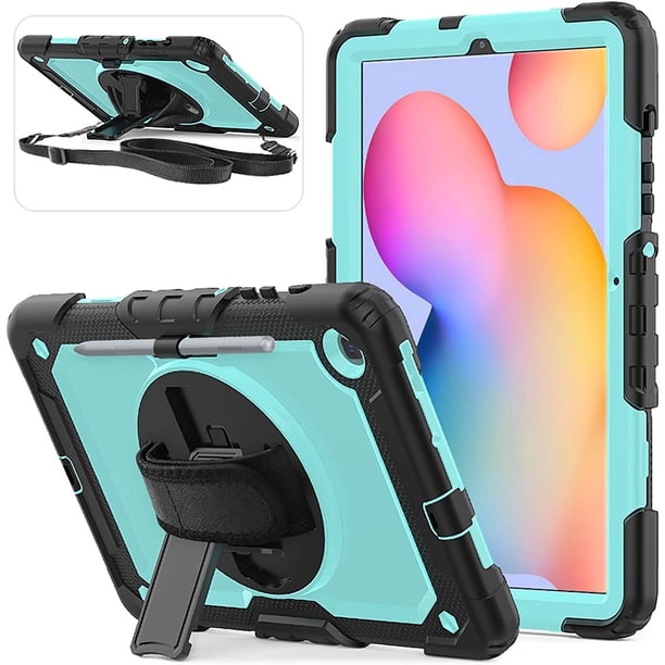 Samsung Galaxy Tab S6 Lite Case 2022/2020 Model SM-P610/P613/P615/P619 with Screen Protector Pen Holder / Heavy Duty Shockproof Protective Cover W/Stand Shoulder Strap for Tab S6 Lite 10.4 Inch