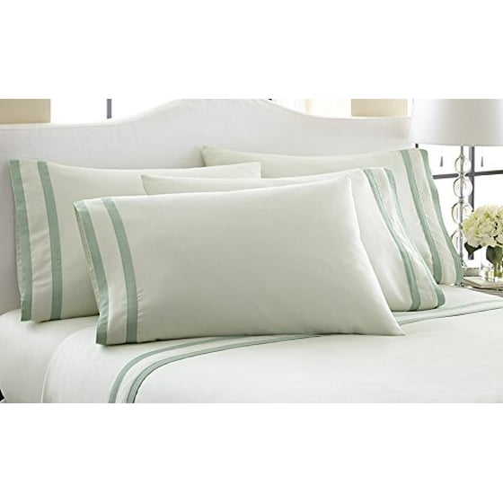 Symphony 1000 Thread Count Combed Cotton Rich Double Satin Hem 6 Symphony 1000 Thread Count Combed Cotton Rich Double Satin Hem 6 Piece Sheet Set White California King Com