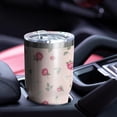 thumbnail image 5 of 30oz Pioneer Flower Floral Print Pattern Tumbler, Double Wall Vacuum Insulated Cup, BPA-Free Leak Proof Lid & Reusable Straws, Hot 12h, Cold 34h, 5 of 6