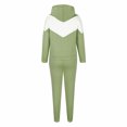 thumbnail image 5 of SELONE Lounge Sets for Women 2 Piece Outfits Pants Sets Elegant Color Blocking Long Sleeved Hooded Sweater Casual Two-piece Long Sleeved Hooded Suit 10-Green L, 5 of 6