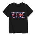 thumbnail image 2 of Chemisier à Manches Courtes à Col Rond Imprimé Drapeau Britannique pour Enfants, Tissu en Polyester, Tenue Décontractée pour l'École, Coupe Douce et Confortable, Haut Estival et Printanier Respirant, Lavable à la Machine, 2 of 5