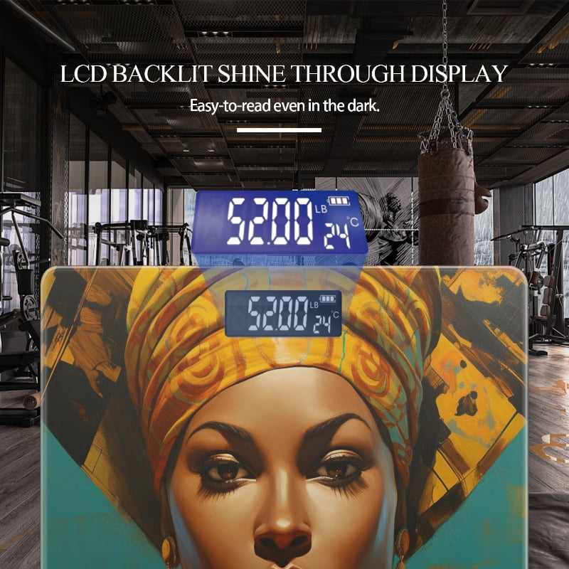 High Precision Body Weight Scale Smart Bathroom Scales with Large LCD Display(400lbs),Decorative for Bedroom-Beautiful Woman With An Intricate Headdress And Gold Earrings