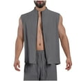 thumbnail image 5 of Sleeveless Shirts For Men Qiggri Men's Fashion Casual Solid Color Zipper Sports Cardigan Round-Neck Tank Top Athletic Tank Top, 5 of 5