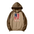 thumbnail image 7 of Men's Dark Color Hooded Sweatshirt with Long Flag Print, Casual Drawstring Pullover Including Pockets, Fall Spring Versatile Streetwear,Light Brown,2XL, 7 of 7